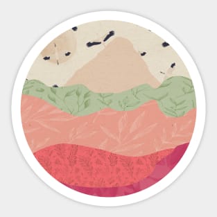 Shades of pink abstract mountain landscape Sticker